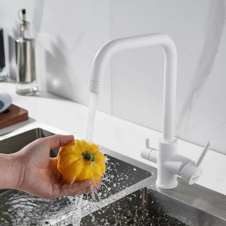 Смеситель для кухни Shevanik S228C с подключением фильтра белый